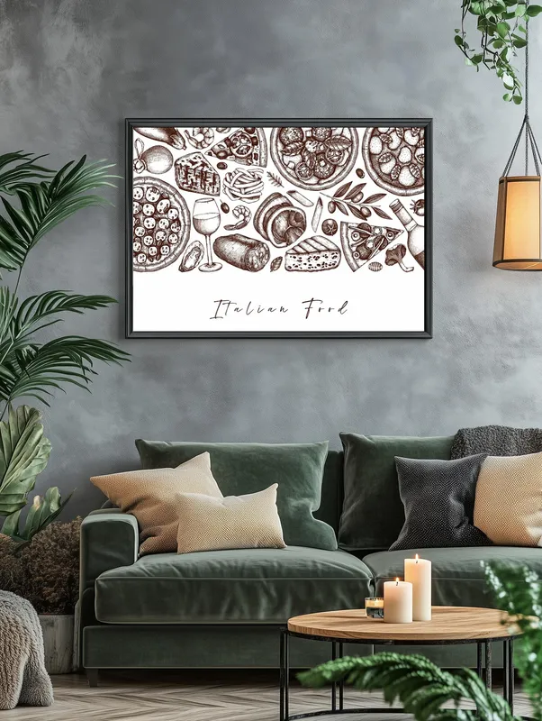 Постер «Итальянская Кухня» на стене в офисе