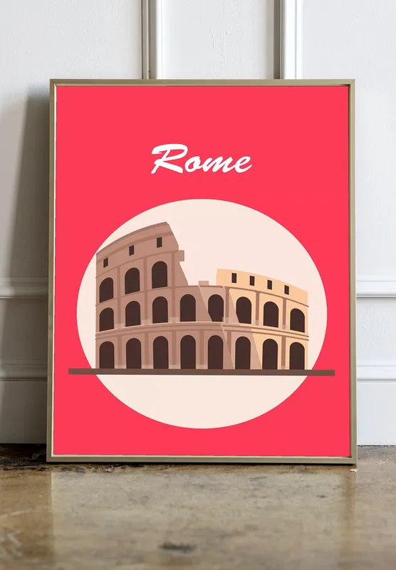 Постер «Постер Колизей» над диваном в гостиной