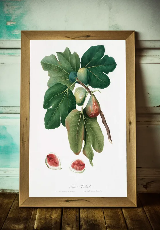 Постер «Веточка инжира» над диваном в гостиной