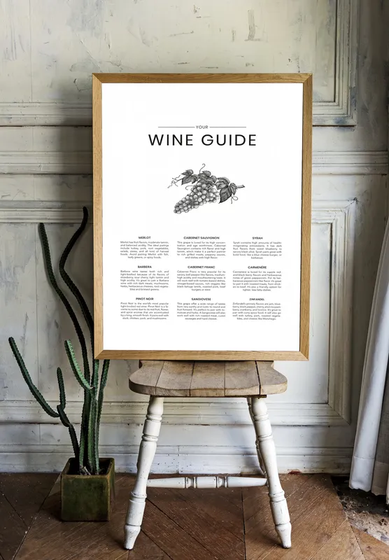 Постер «Гайд по Вину» на стене в офисе