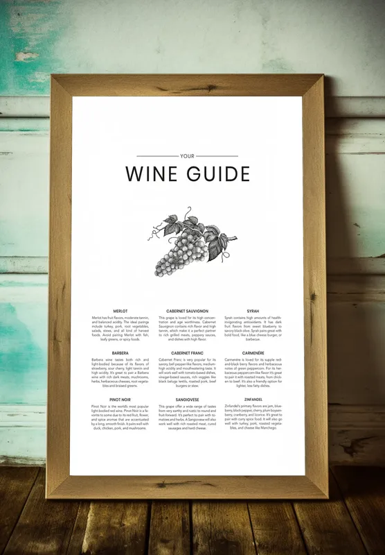 Постер «Гайд по Вину» над диваном в гостиной