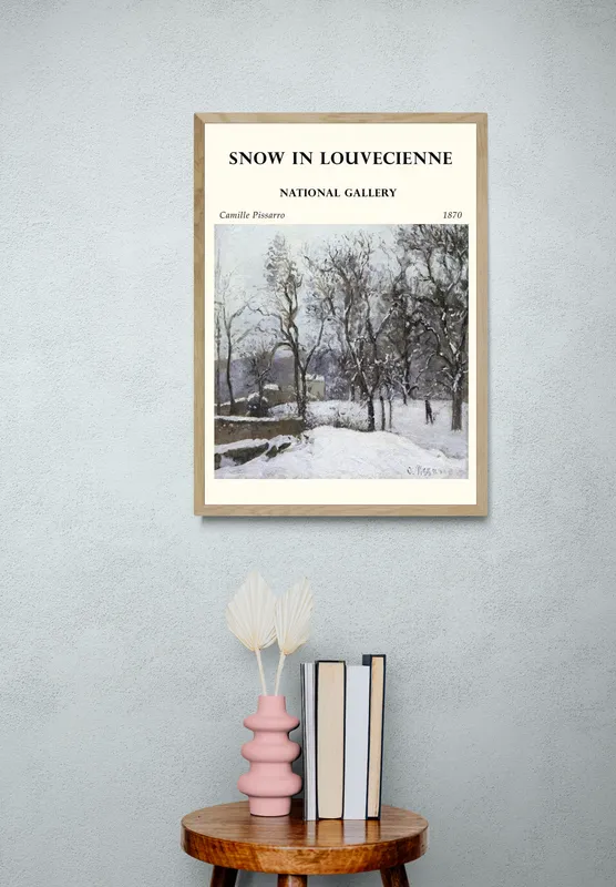 Постер «Камиль Писсарро - Снег в Лувесьене» на стене в офисе