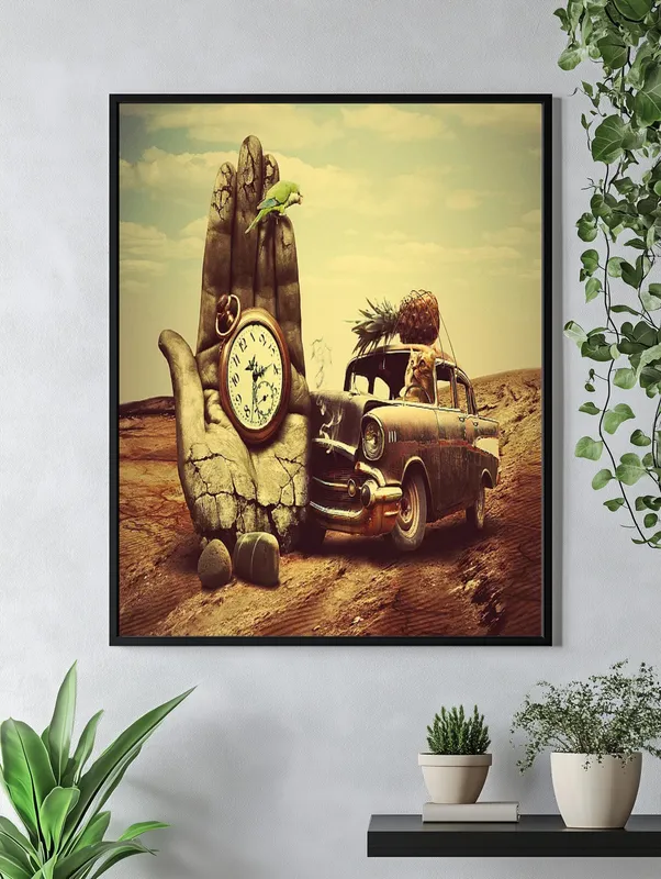 Постер «Часы в ладони» на стене в офисе