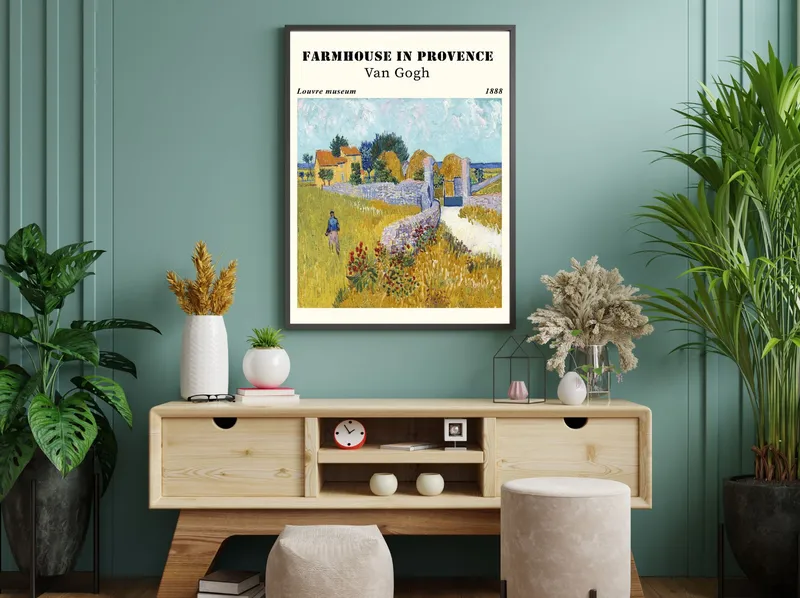 Постер «Ван Гог - Фермерский дом в Провансе» на стене в офисе
