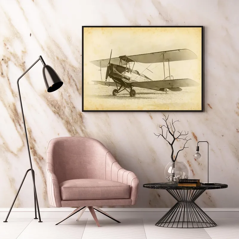 Постер «Старый биплан» на стене в офисе