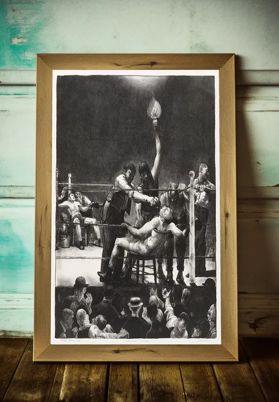 Постер «Бокс - Между раундами» над диваном в гостиной