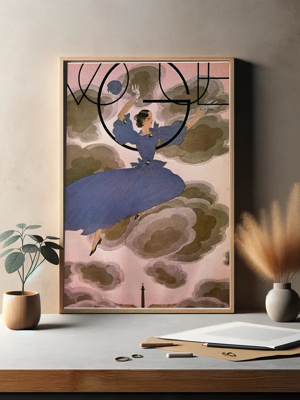 Постер «Vogue - Парящая девушка» на стене в офисе