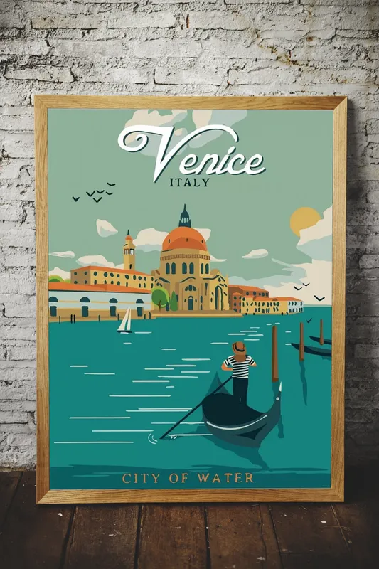 Постер «Лодки - Гондола символ Венеции» на стене в офисе