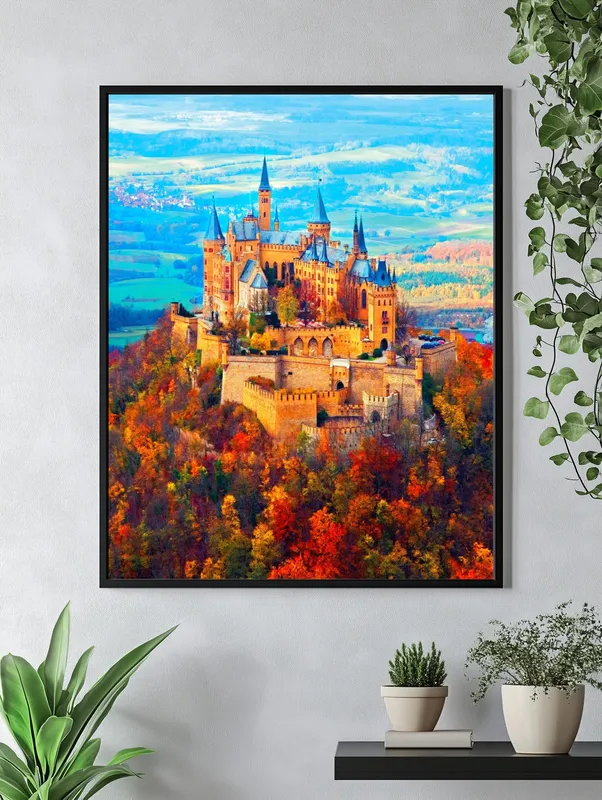Постер «Замок Нойшванштайн» на стене в офисе