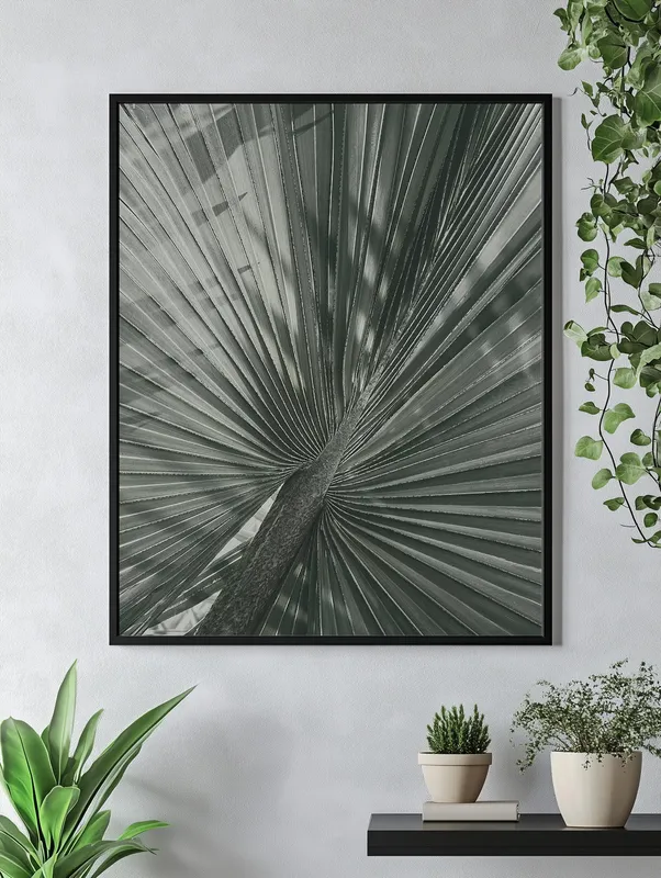 Постер «Пальмовый лист» на стене в офисе