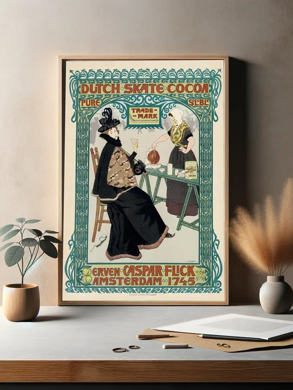 Постер «Афиша - Голландский конек какао» над диваном в гостиной