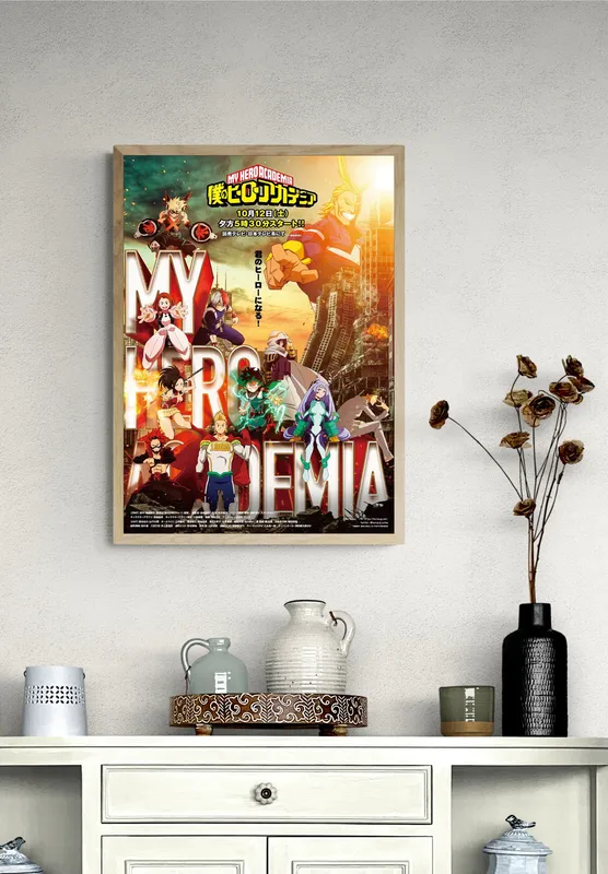 Постер «Моя геройская академия» на стене в офисе
