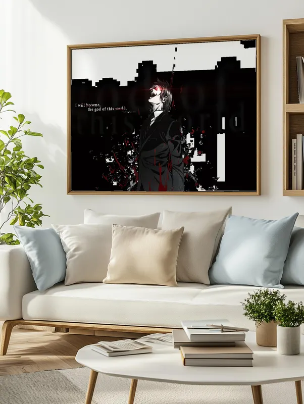 Постер «Тетрадь смерти. Ягами Лайт» на стене в офисе