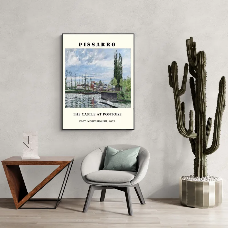 Постер «Камиль Писсарро - Замок в Понтуазе» над диваном в гостиной