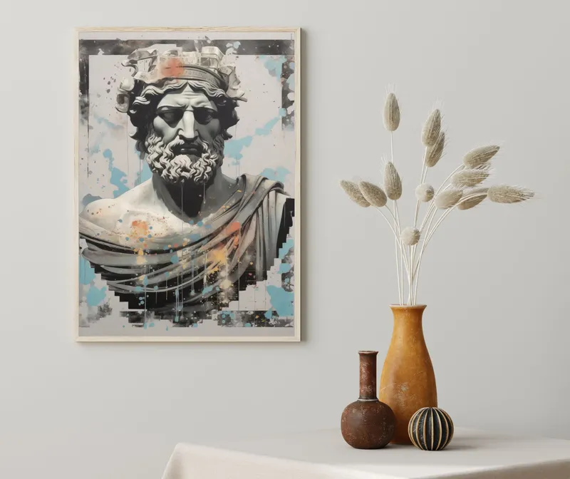 Постер «Античная скульптура Одиссея» на стене в офисе