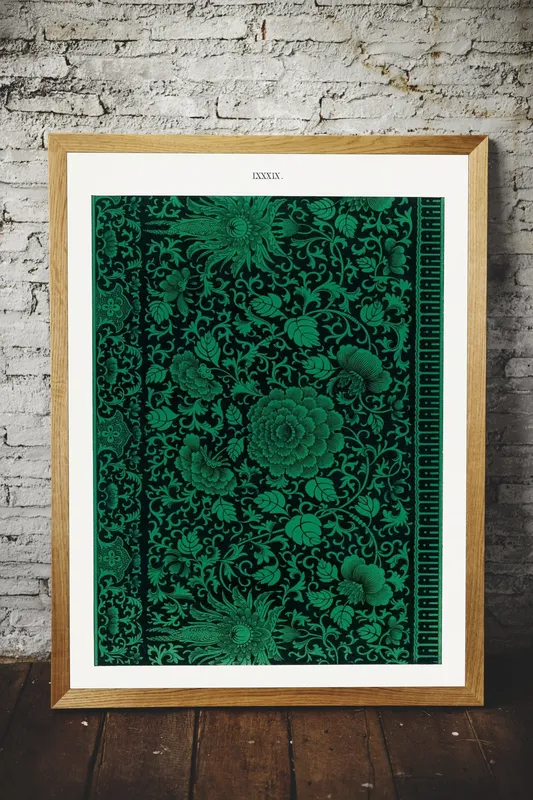 Постер «Китайский Орнамент - Глубокий Зеленый» на стене в офисе