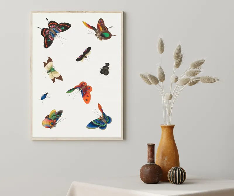 Постер «Бабочки - Танец ярких бабочек» на стене в офисе