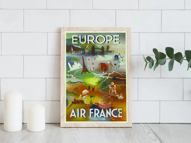 Постер «Europe - Air France» на стене в офисе