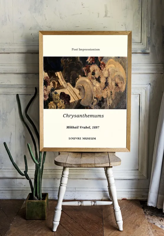 Постер «Михаил Врубель - Хризантемы» на стене в офисе