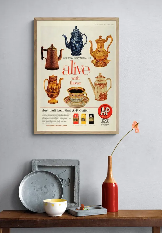 Постер «Рекламный плакат - Кофе A and P Coffee» на стене в офисе