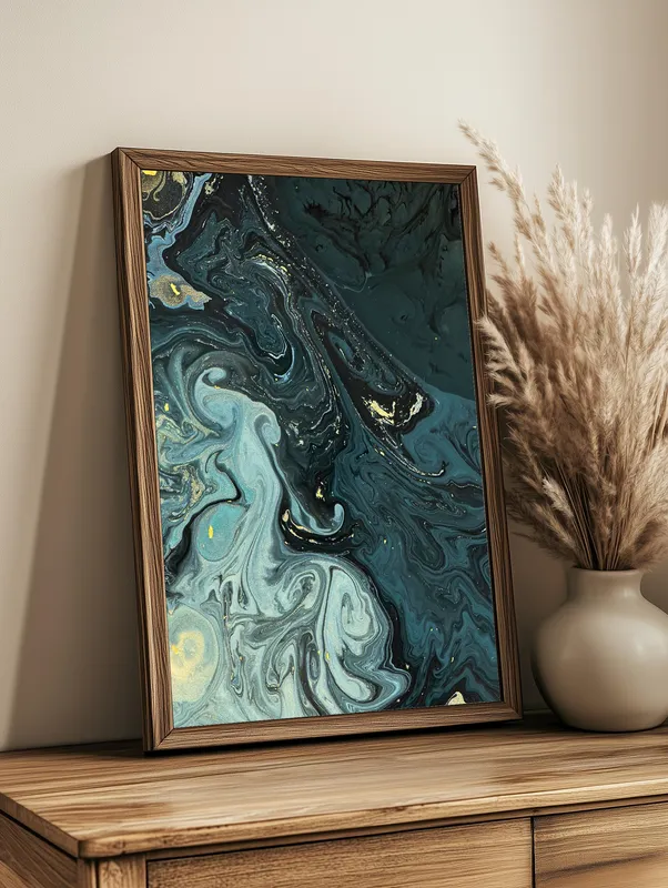 Постер «Абстрактные краски» на стене в офисе