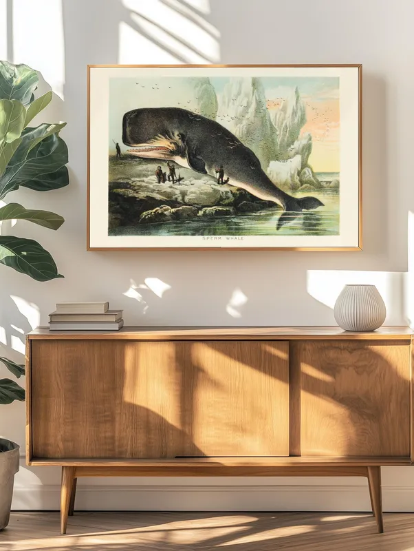 Постер «Кашалот в дикой природе» на стене в офисе