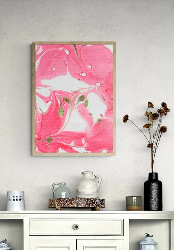 Постер «Эпоксидная Смола - Оттенки Розового» на стене в офисе