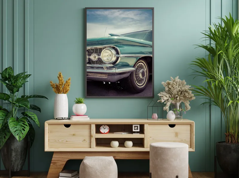 Постер «Green Car» на стене в офисе