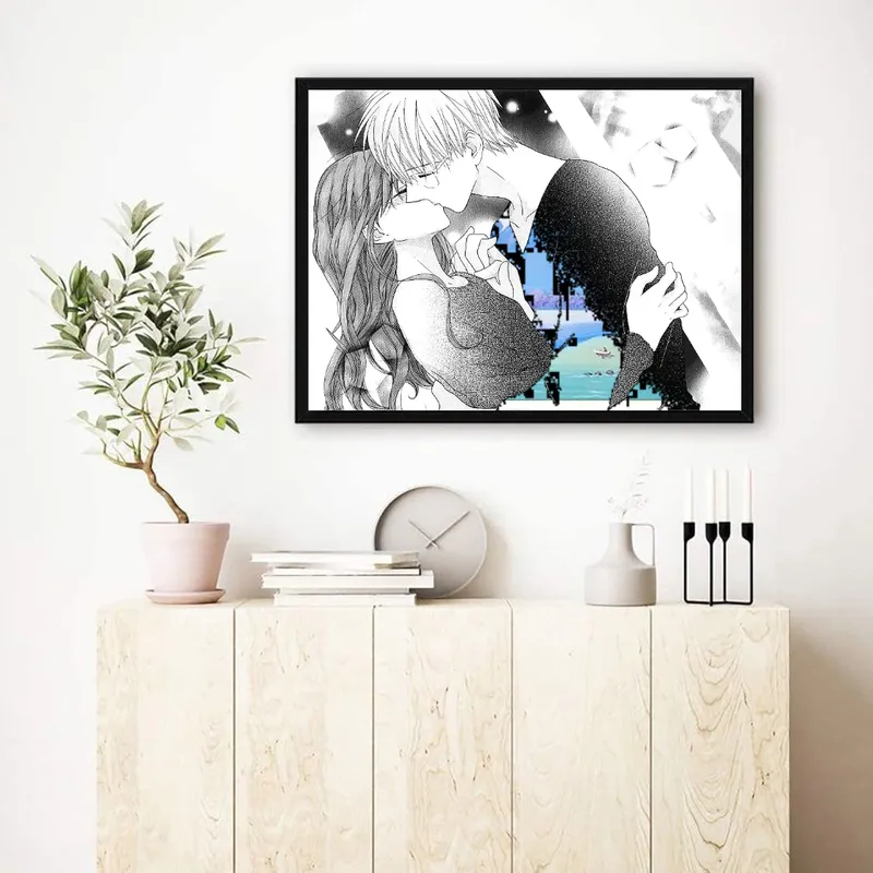 Постер «Опережая поцелуй. Первые чувства» на стене в офисе