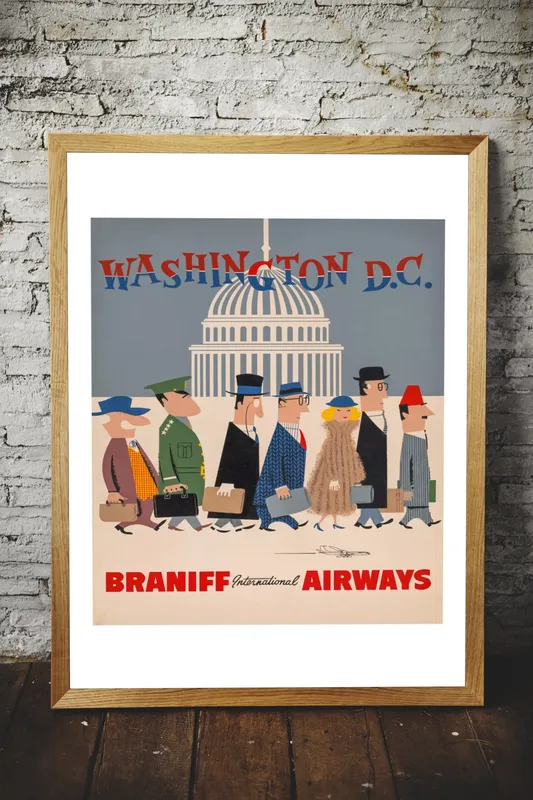 Постер «Авиалинии Вашингтона» на стене в офисе