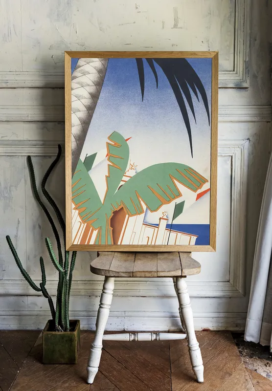 Постер «Итальянский Коллаж» над диваном в гостиной