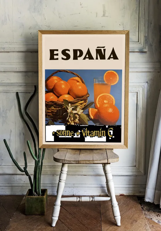 Постер «Рекламный плакат - Апельсиновый сок» на стене в офисе