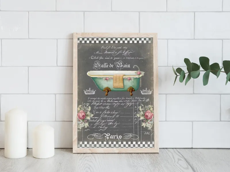 Постер «Старинная ванна» на стене в офисе