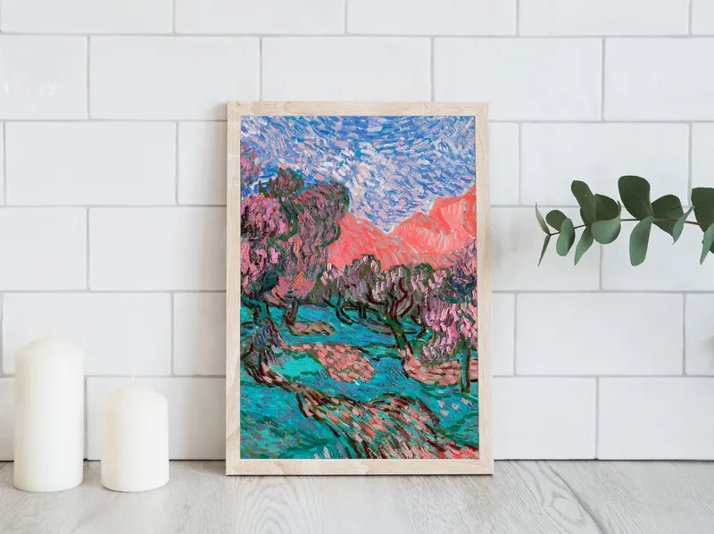 Постер «Ван Гог - Оливковые Деревья» на стене в офисе