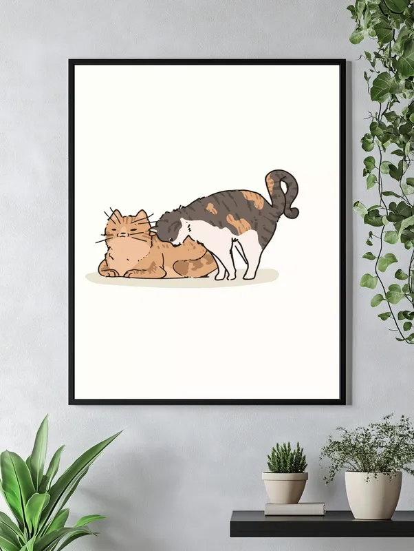 Постер «Кошки - Кошачья ласка» на стене в офисе