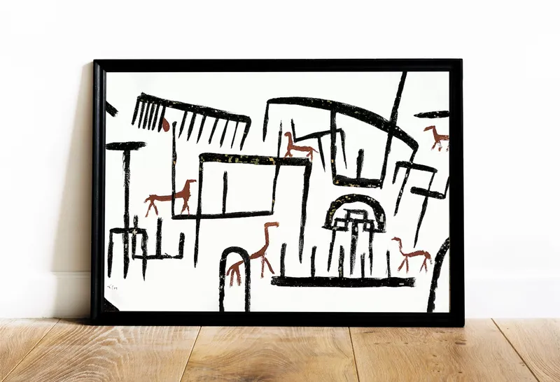 Постер «Животные в вольере» на стене в офисе