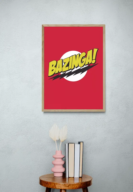 Постер «Tеория Большого Взрыва - Базинга» на стене в офисе