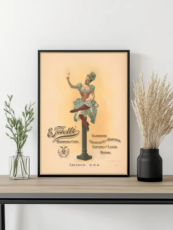 Постер «Рекламный плакат - Пивная леди» на стене в офисе