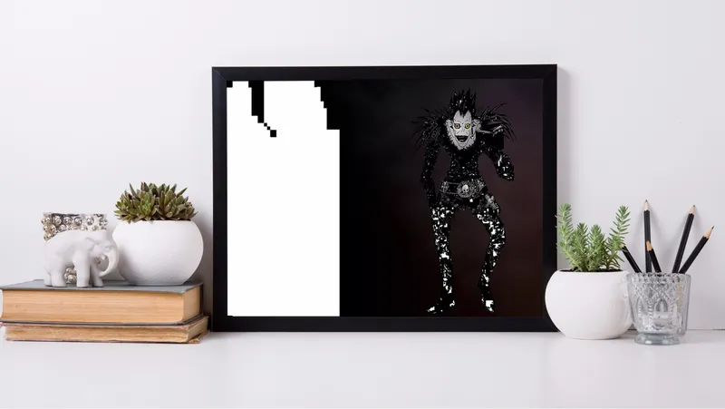 Постер «Тетрадь смерти. Рюк» на стене в офисе