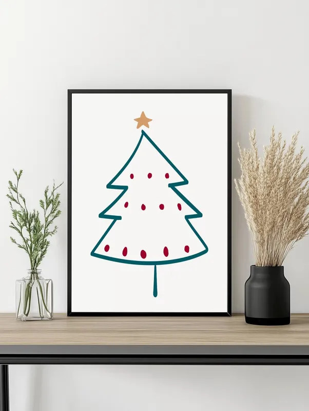 Постер «Новый Год - Елка с игрушками» на стене в офисе