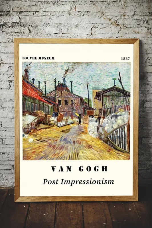 Постер «Ван Гог - Задворки» над диваном в гостиной