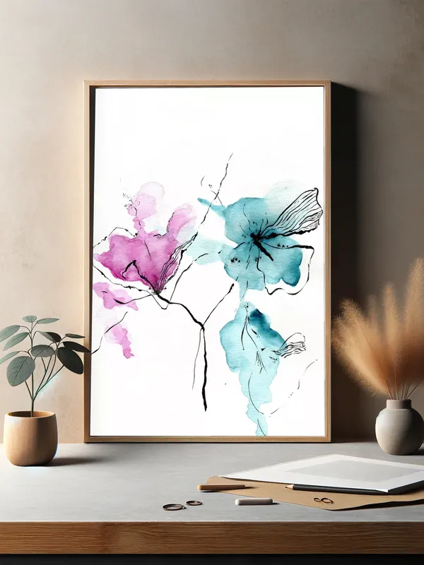 Постер «Акварельная соната» на стене в офисе