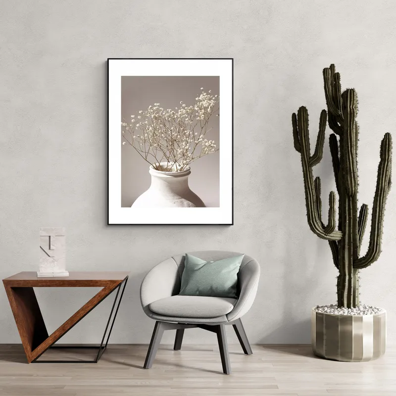 Постер «Ваза с Сухоцветами» на стене в офисе