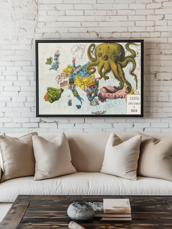 Постер «Постер «Карта и осьминог»» на стене в офисе