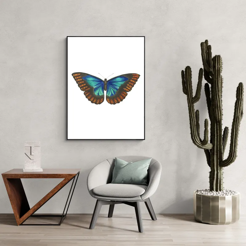 Постер «Папилио» над диваном в гостиной