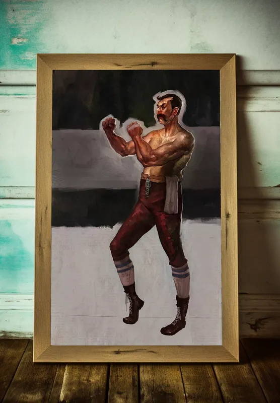 Постер «Бокс - Кулачный боец» над диваном в гостиной