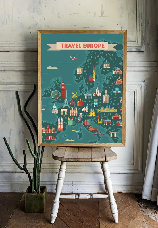 Постер «Постер «Европа»» на стене в офисе