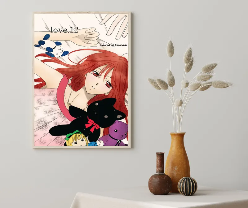 Постер «Опережая поцелуй. Фумино» на стене в офисе