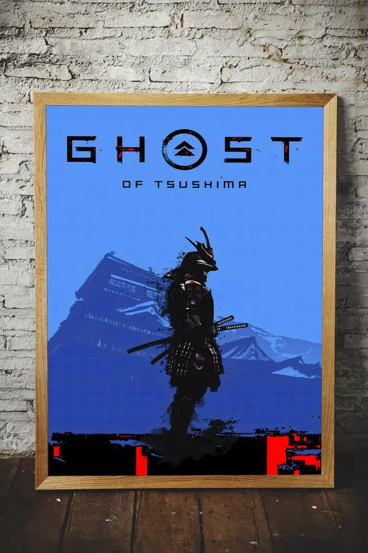Постер «Призрак Цусимы. Ночной город» на стене в офисе