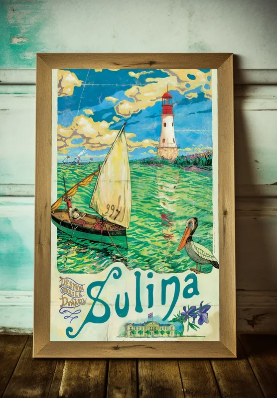 Постер «Лодки - Рыбацкая лодка Sulina, Romania» на стене в офисе